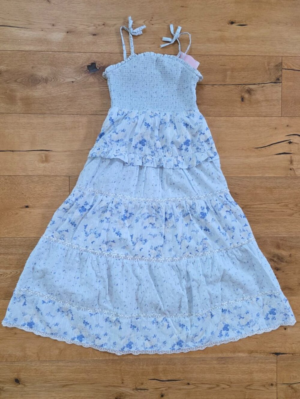 LoveShackFancy Target Blue Maxi Smocked Dress Girls 10 NWT